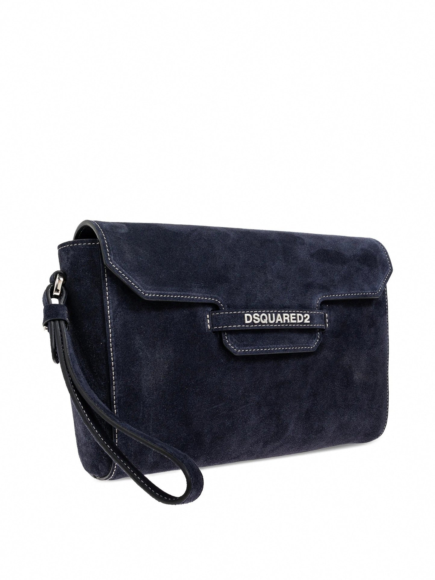 Suede Logo Clutch / Crossbody Bag (Navy)