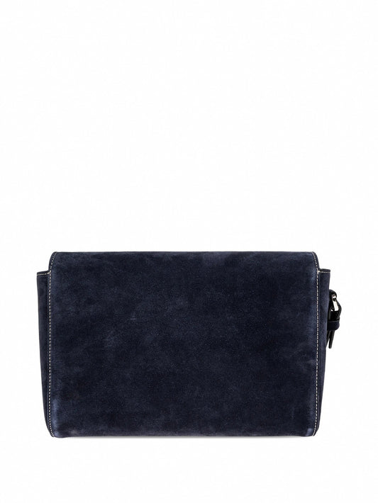 Suede Logo Clutch / Crossbody Bag (Navy)