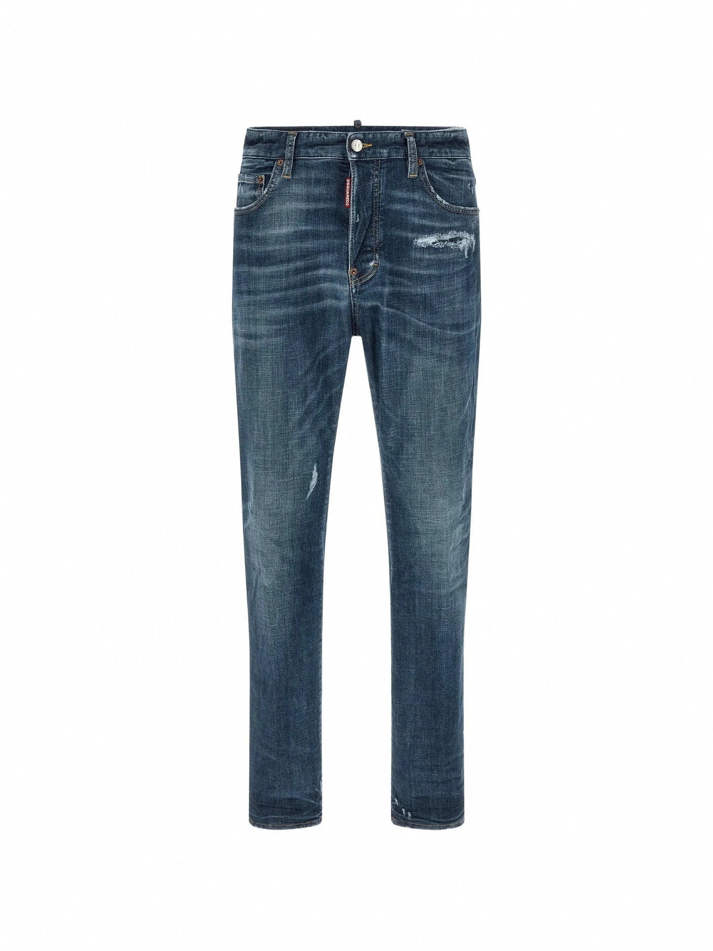 Stonewashed-Effect Straight-Leg Jeans