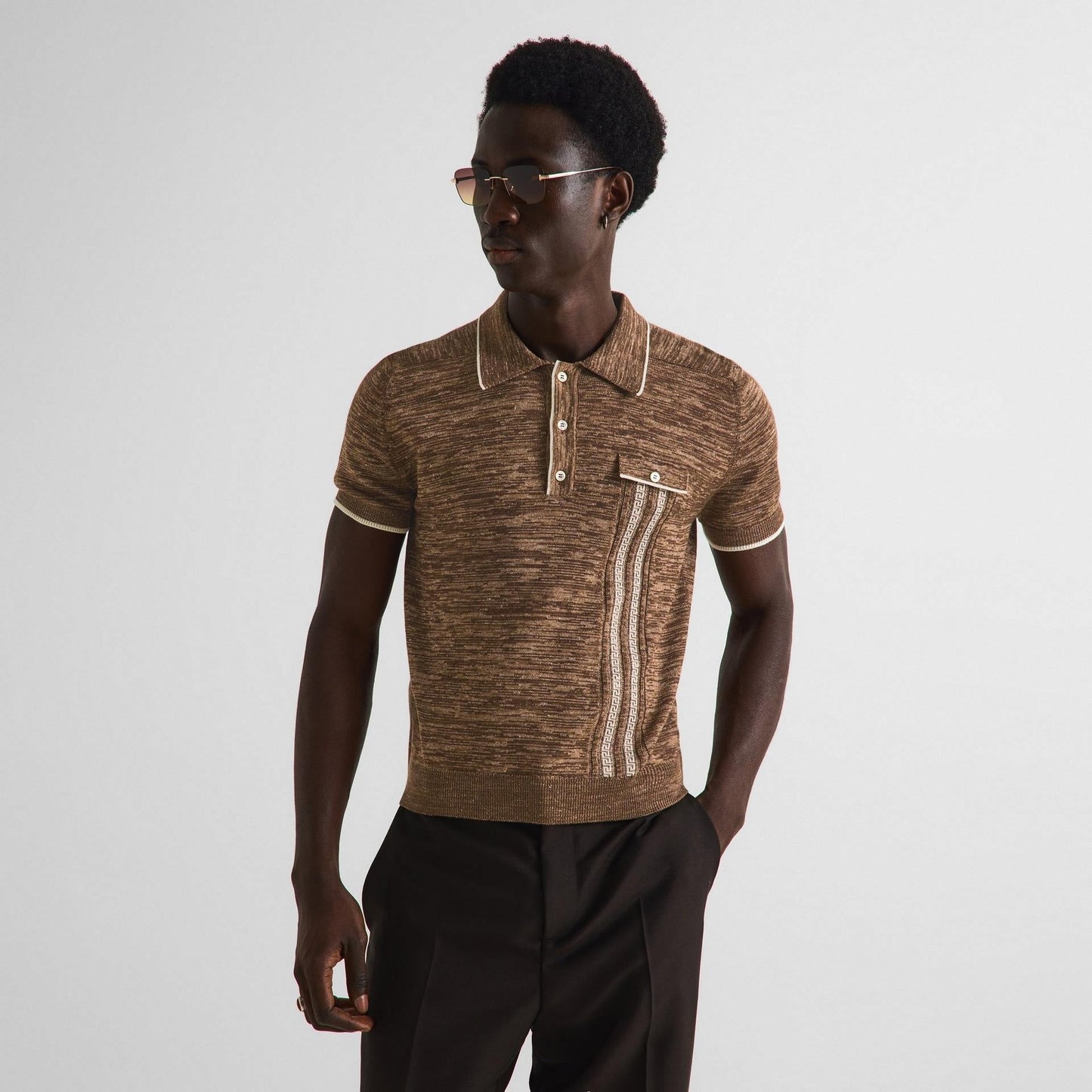 Men's Knitted Short Sleeve Polo Shirt