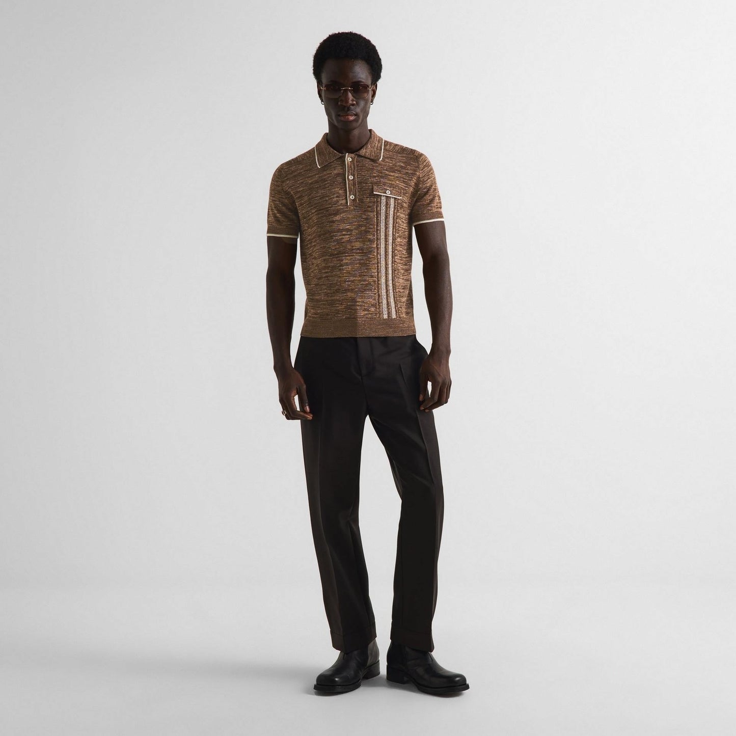 Men's Knitted Short Sleeve Polo Shirt