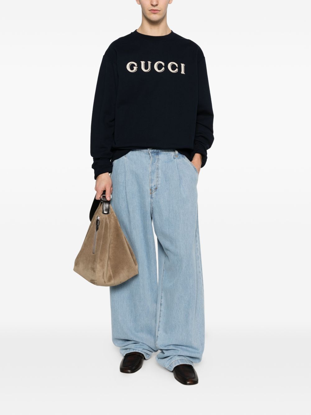 log-detail crew-neck sweater