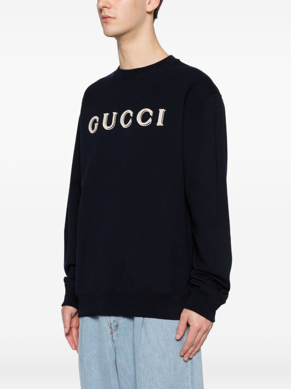 log-detail crew-neck sweater