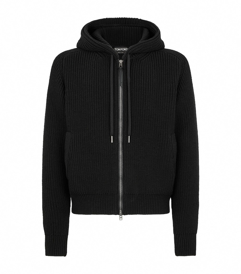Ribbed Wool Zip Hoodie