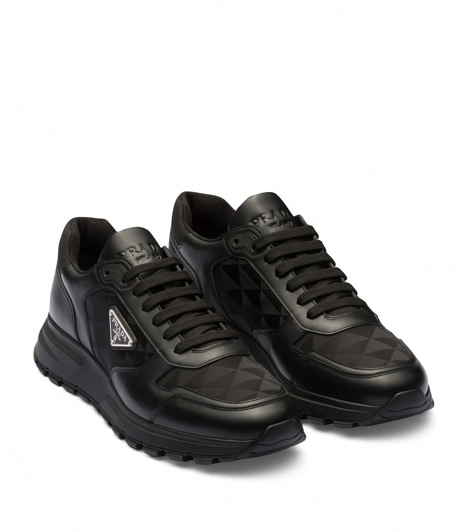 Leather & Re-Nylon Low-Top Sneakers