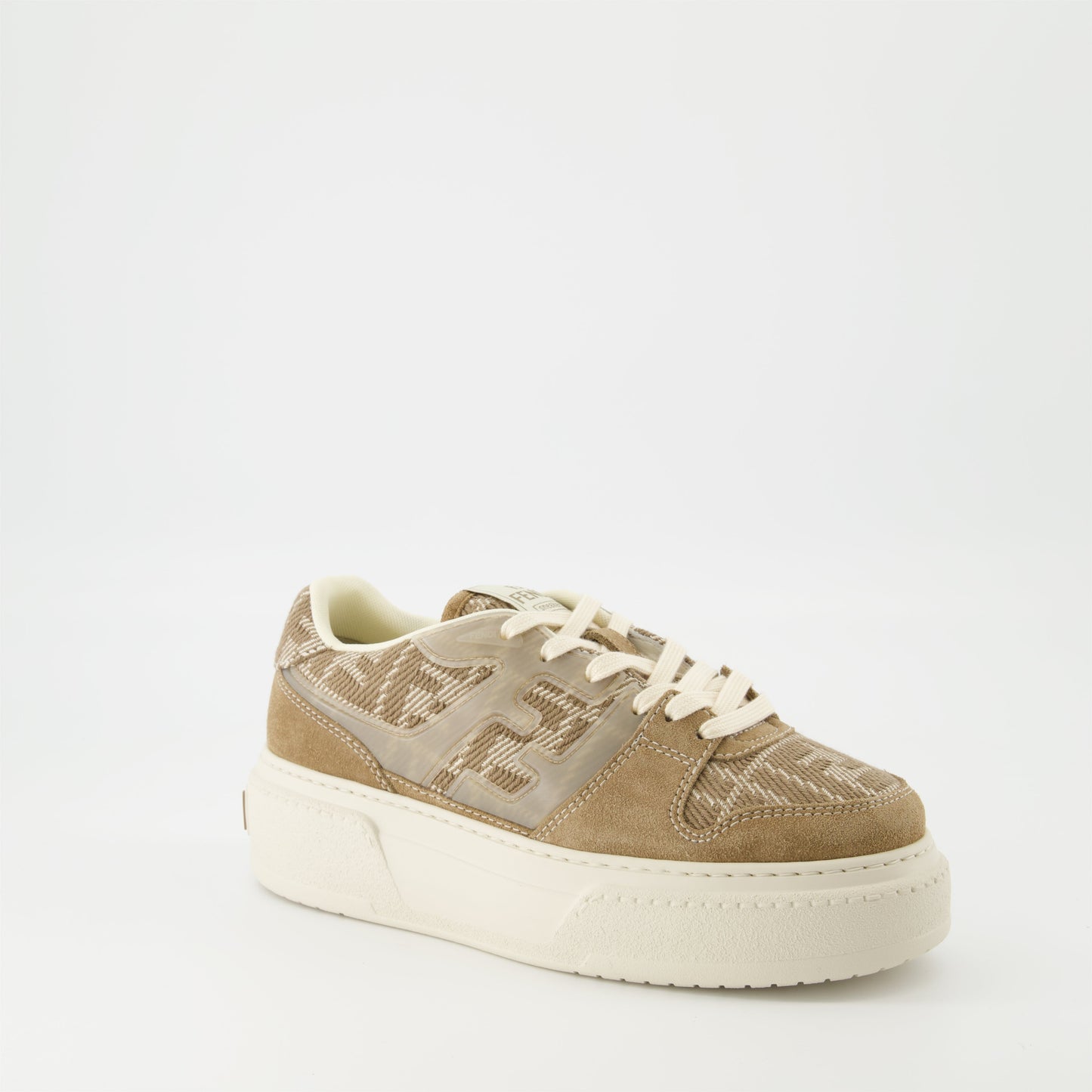 Platform Sneakers Beige Jacquard
