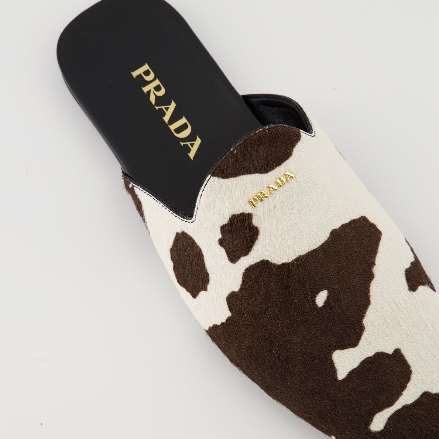 Cow Print Calf Hair Mule Flats