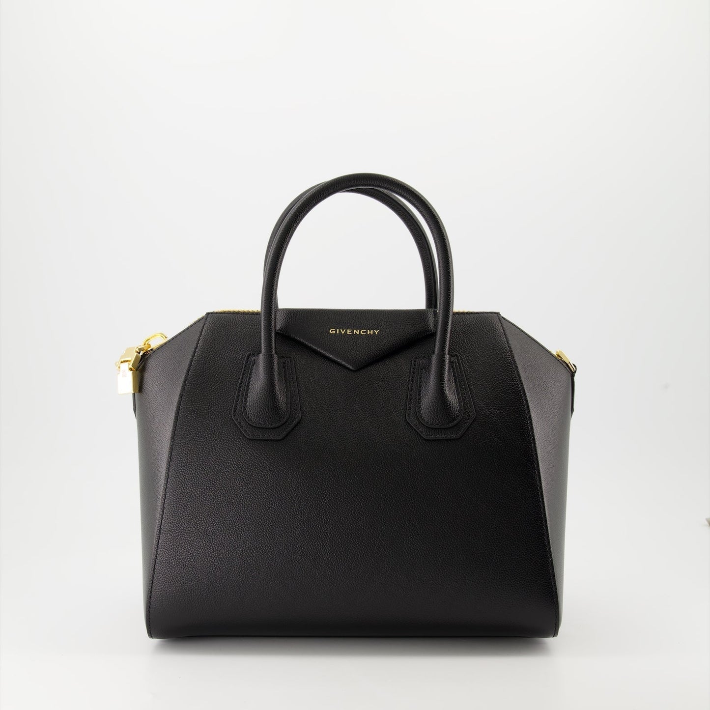Black Leather Antigona Handle Bag