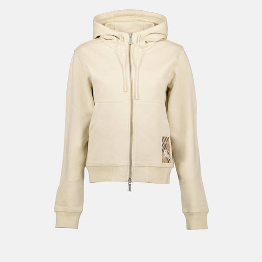 Check Detail Zip-Up Hoodie