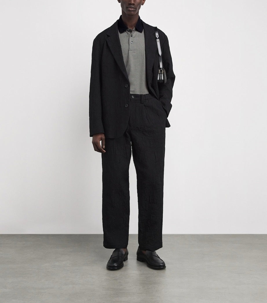 Lyocell-Cotton Micro-Print Polo Shirt