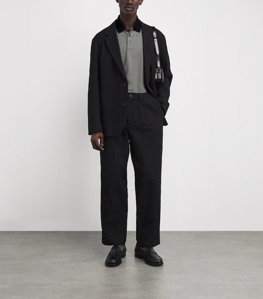 Lyocell-Cotton Micro Print Polo Shirt