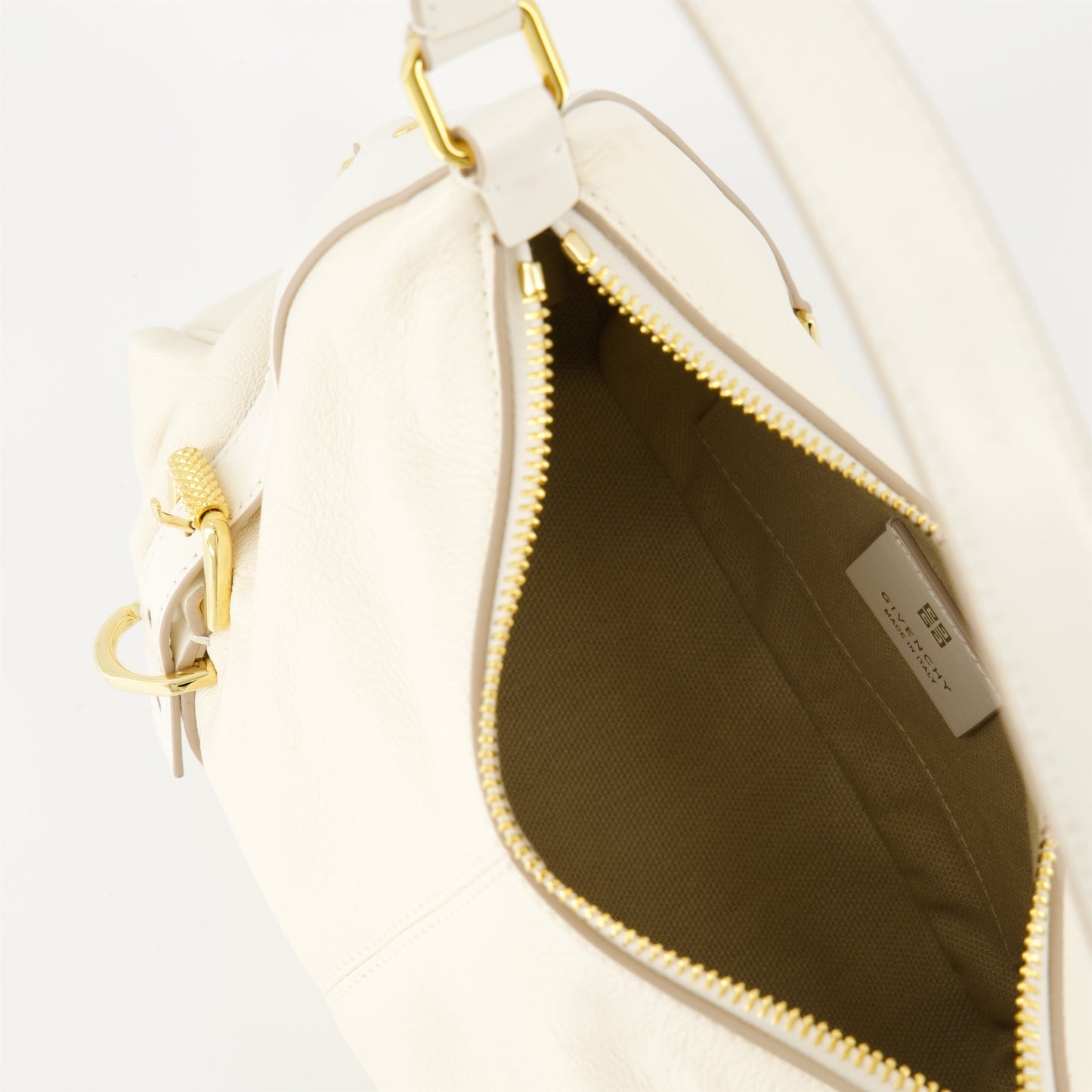 Cream Leather Buckle Detail Mini Shoulder Bag