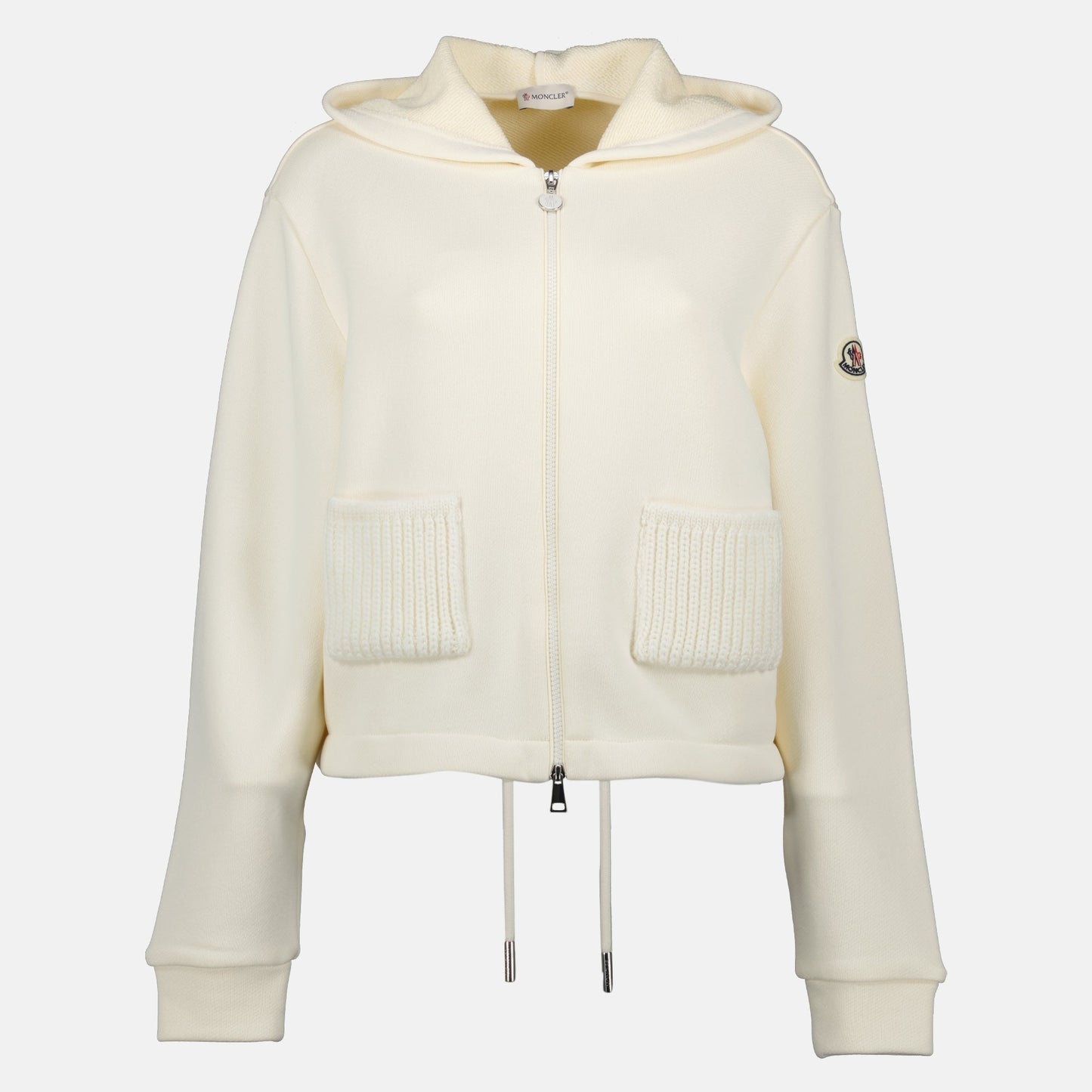 Ivory Knit Zip-Up Hoodie