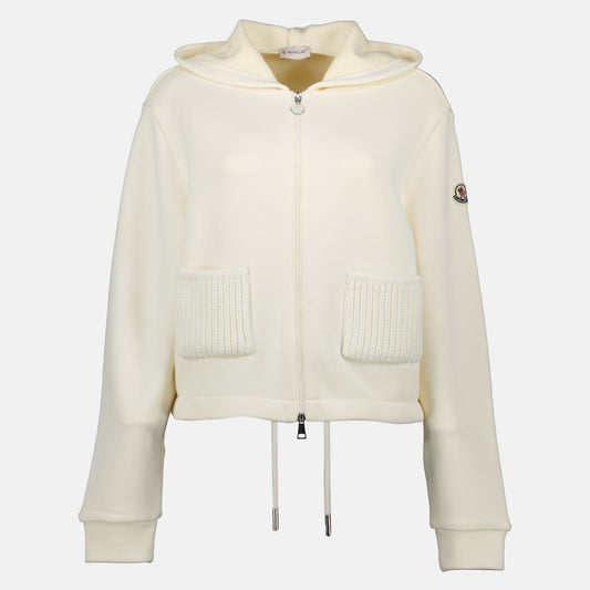 Ivory Knit Zip-Up Hoodie