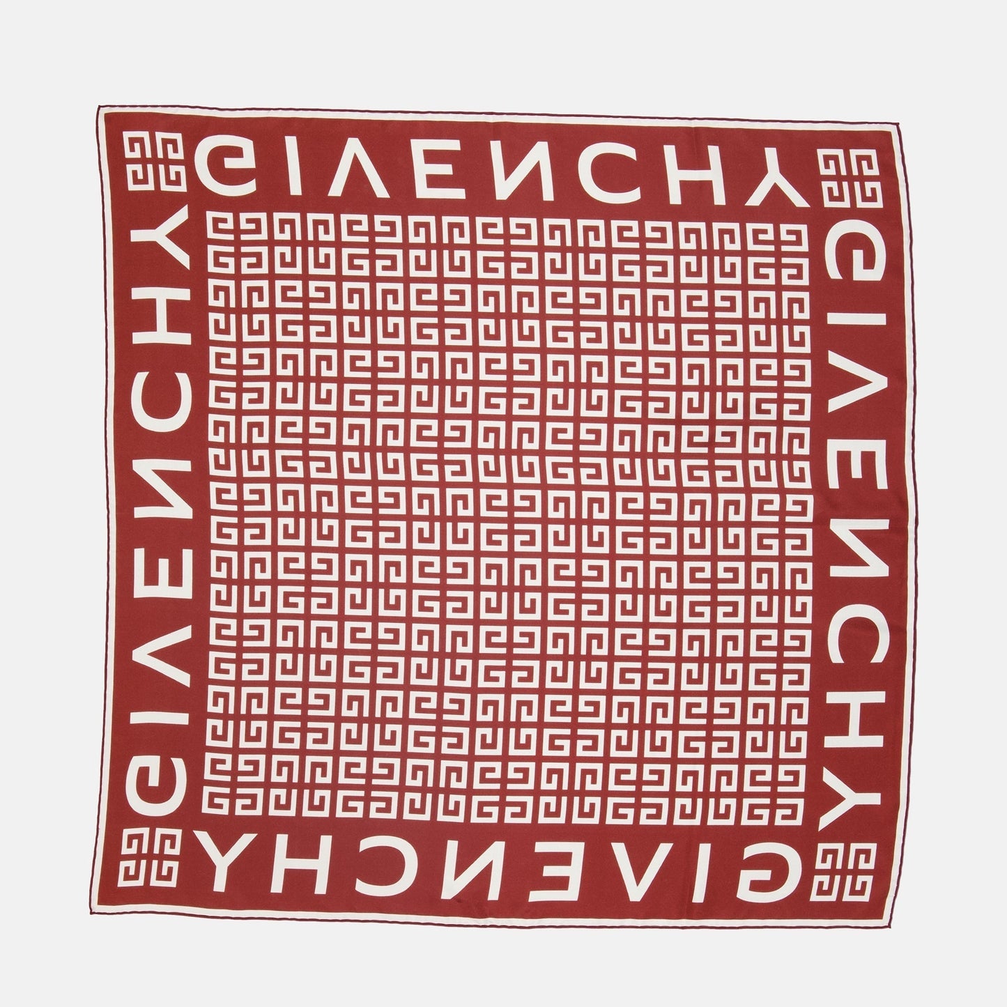 Monogram Border Scarf – Red & White