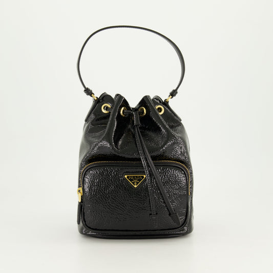 Patent Leather Bucket Bag (Black)