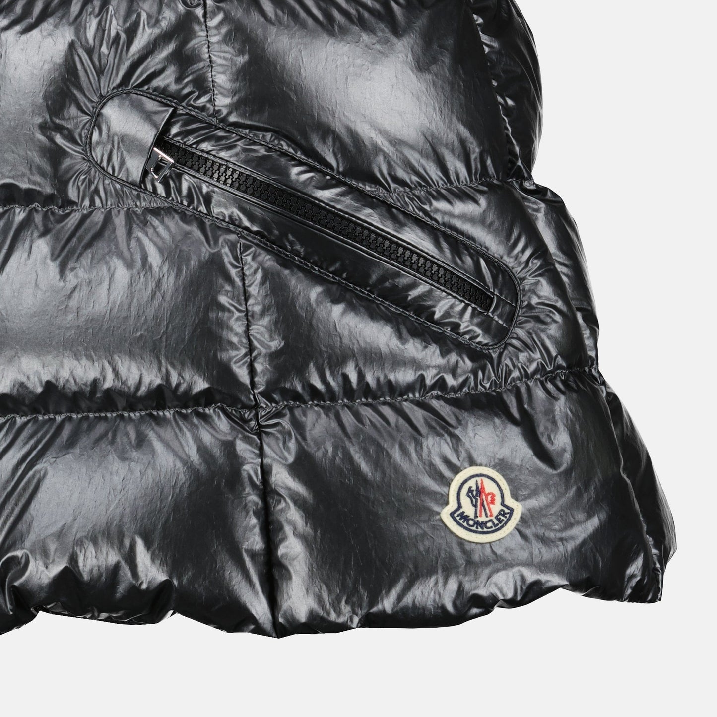 Glossy Fur-Trim Quilted Puffer Vest