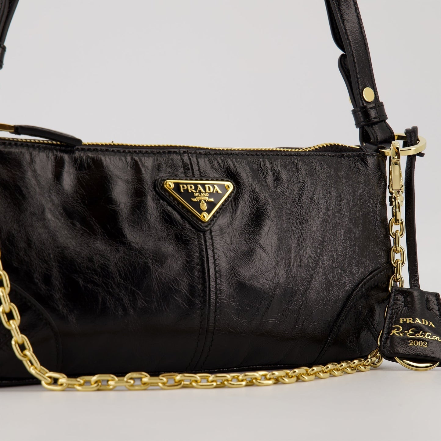 Leather Shoulder Bag with Chain Strap