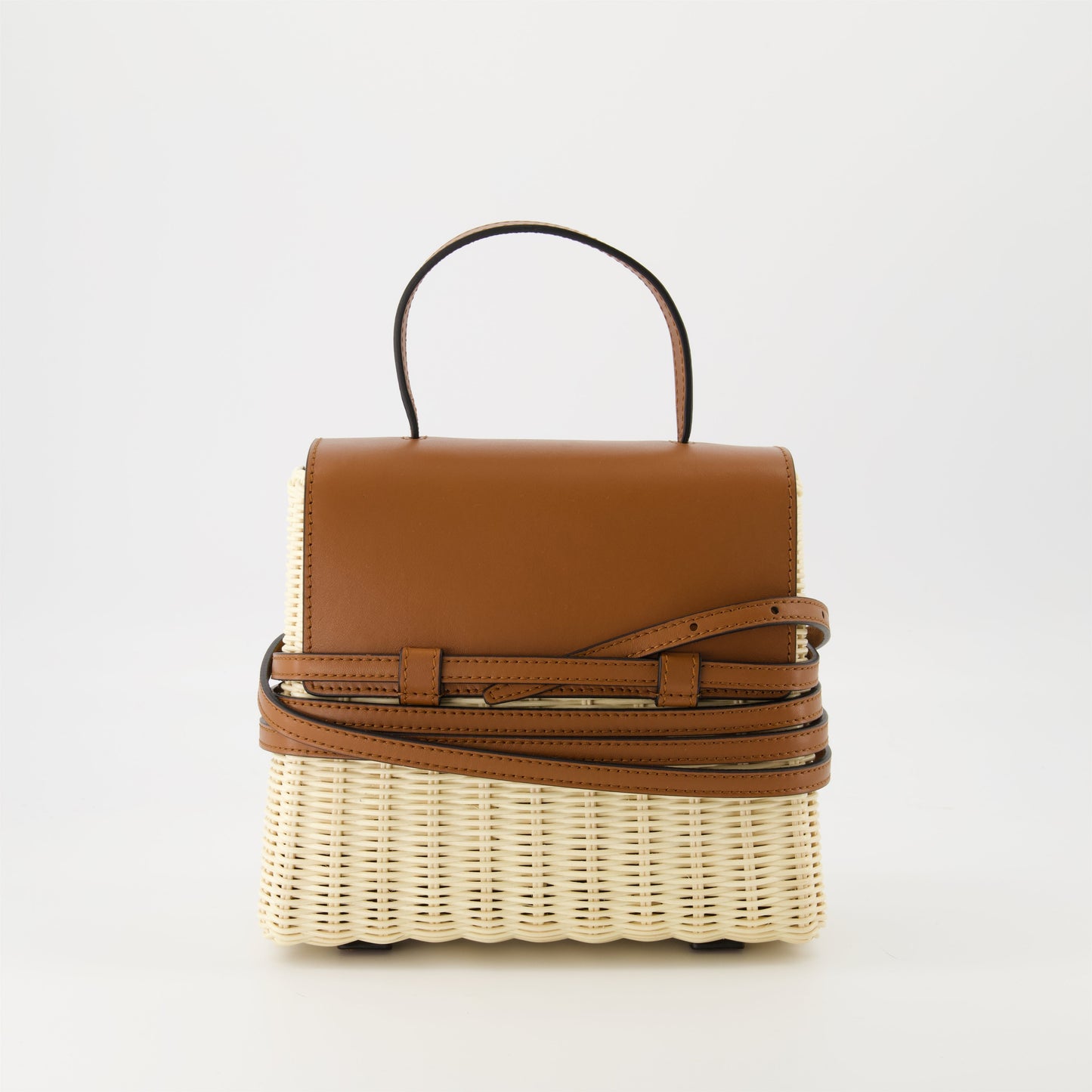 Tie Me Leather shoulder bag (Wicker & Leather)