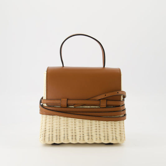 Tie Me Leather shoulder bag (Wicker & Leather)