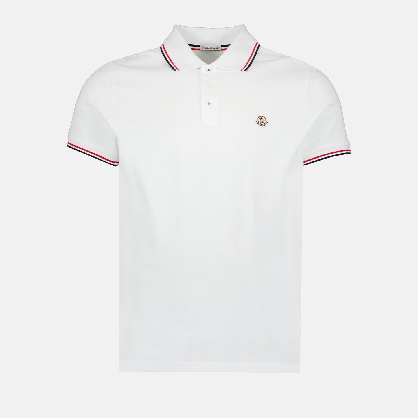 White Polo Shirt with Tricolour Trim
