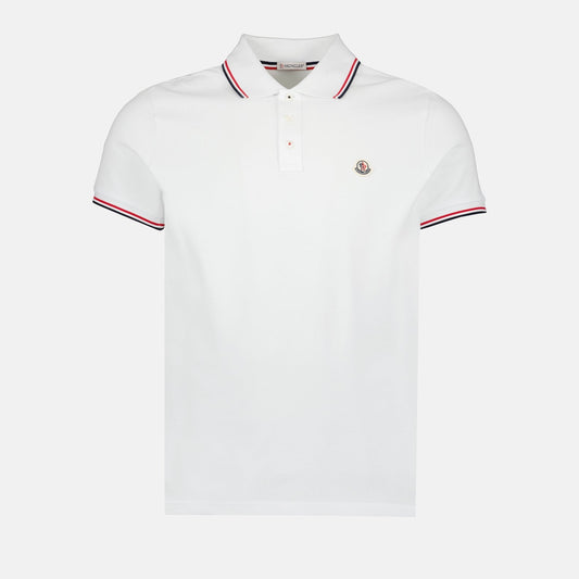 White Polo Shirt with Tricolour Trim