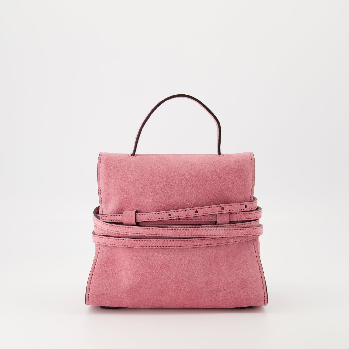 Tie Me Leather shoulder bag (Pink suede)