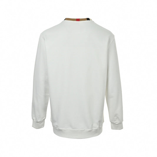 Boutique White Crewneck Sweatshirt with Icon Stripe Trim