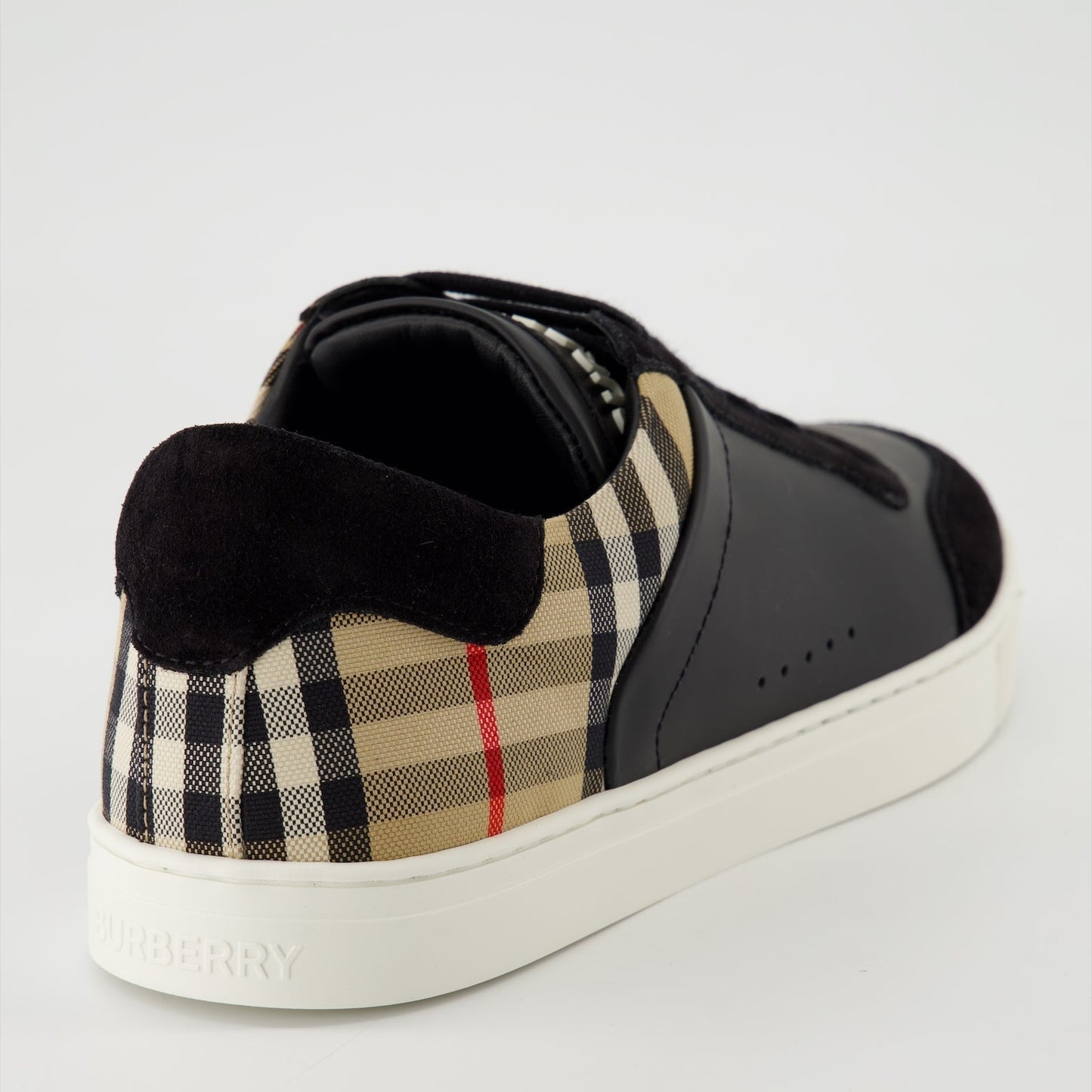Check Leather and Velvet Sneakers