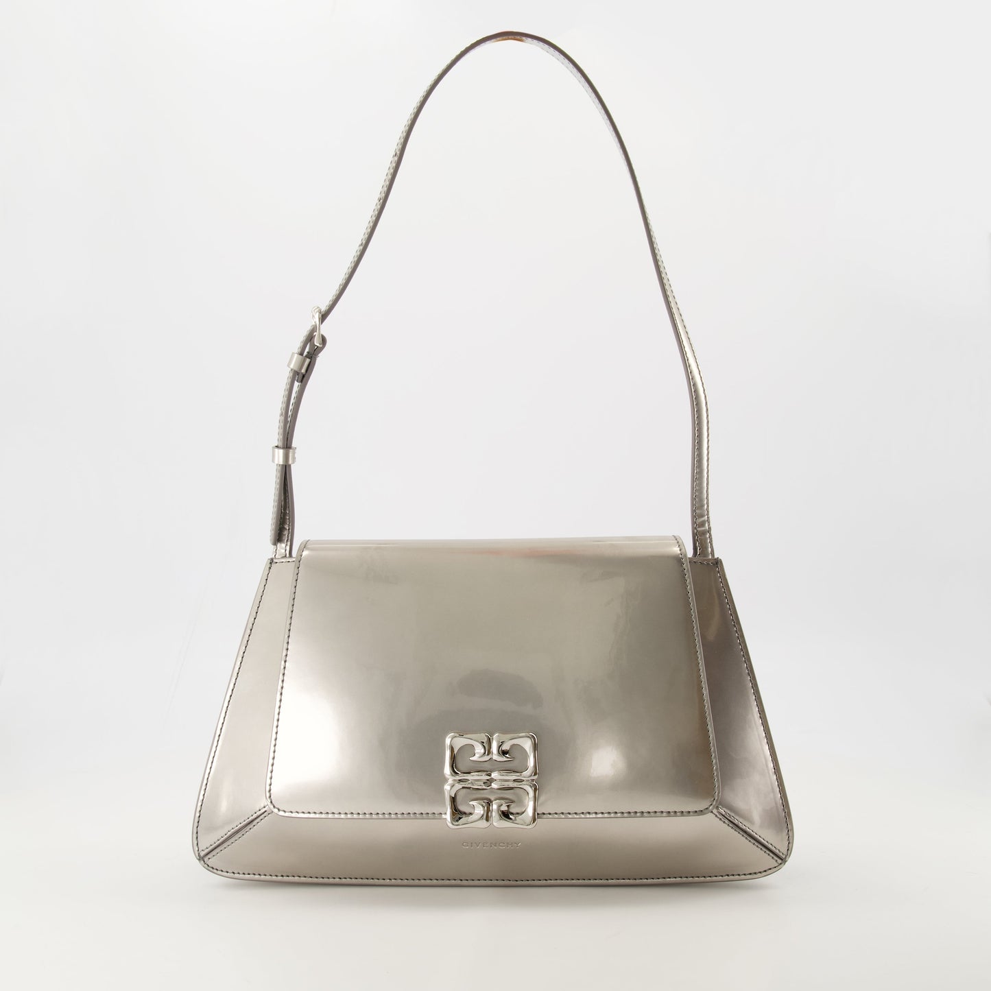 Metallic Silver Leather Shoulder Bag with 4G Logo
