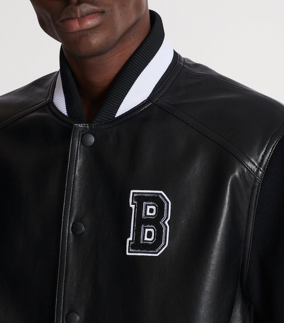 Leather & Wool Varsity Bomber Jacket