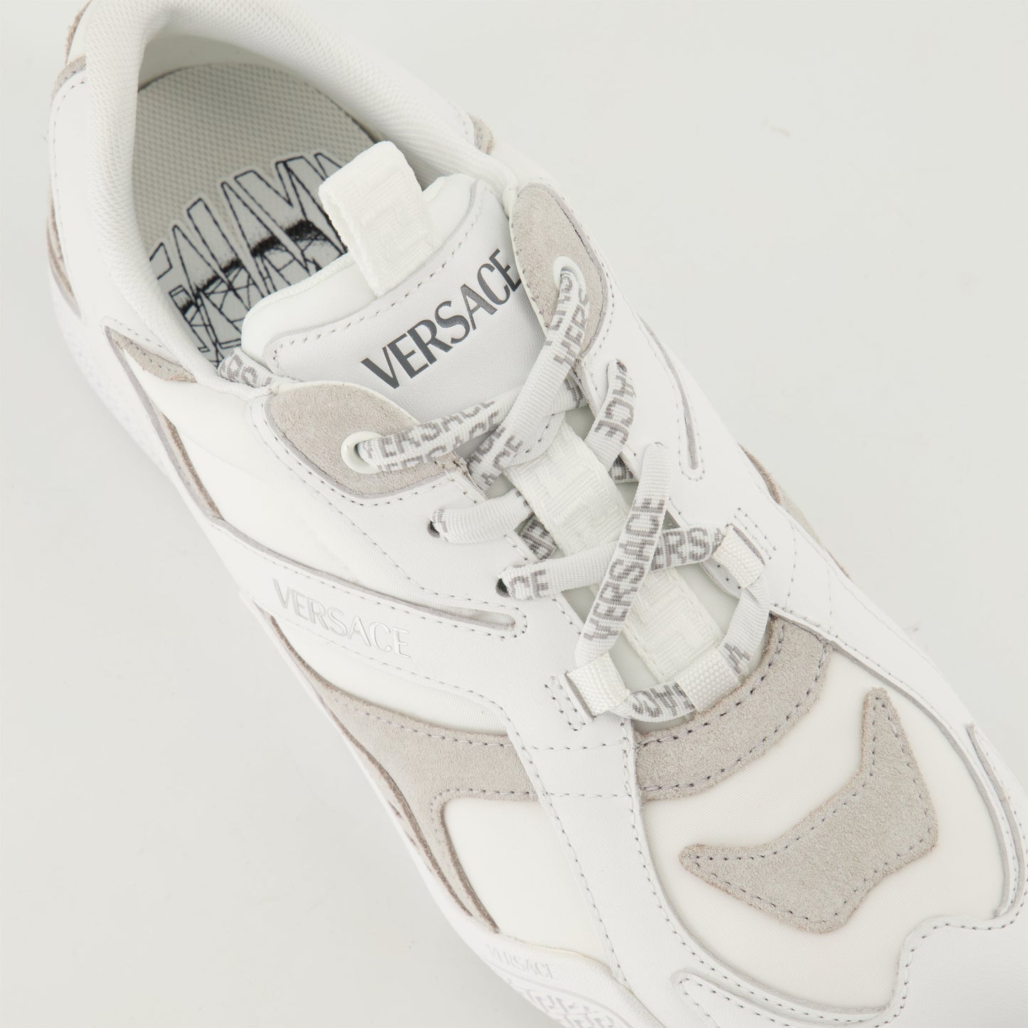 White and Beige Panel Sneakers