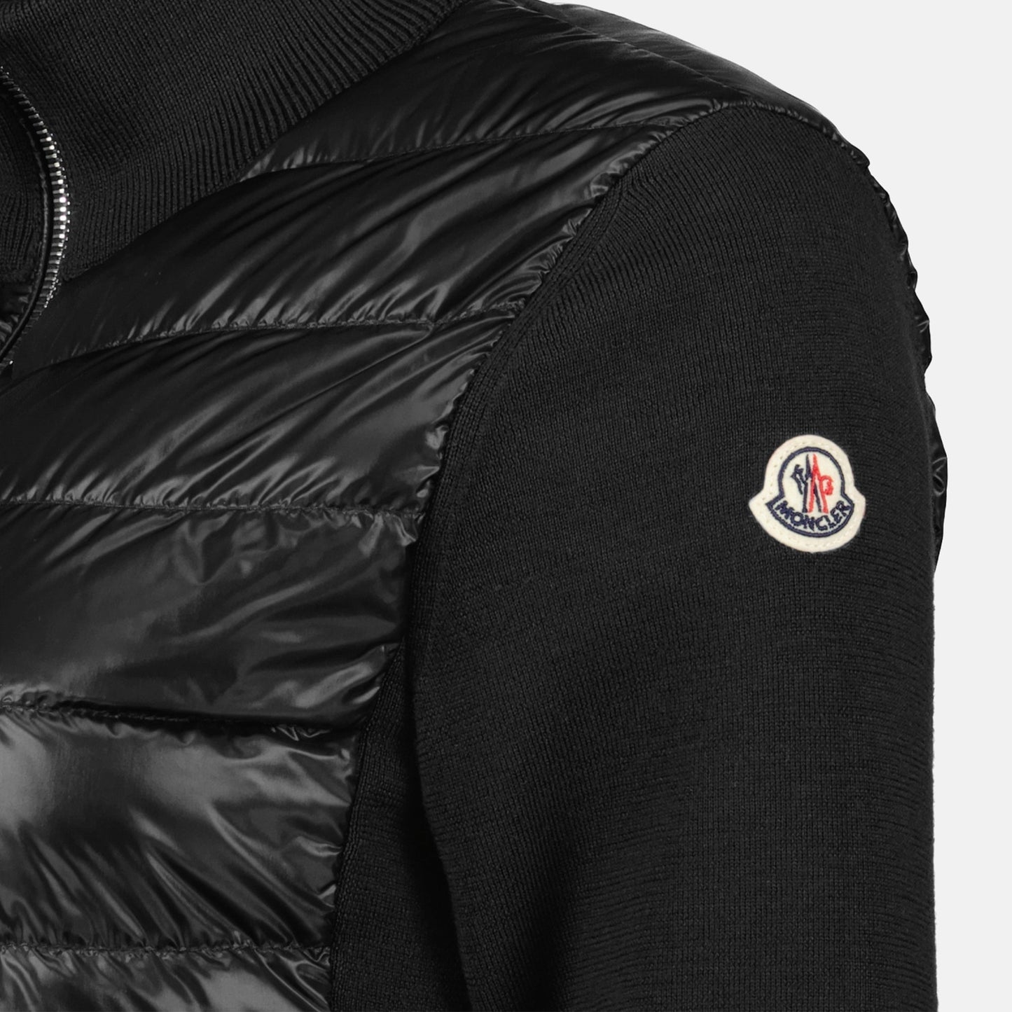 Knit Sleeve Puffer Jacket - Black