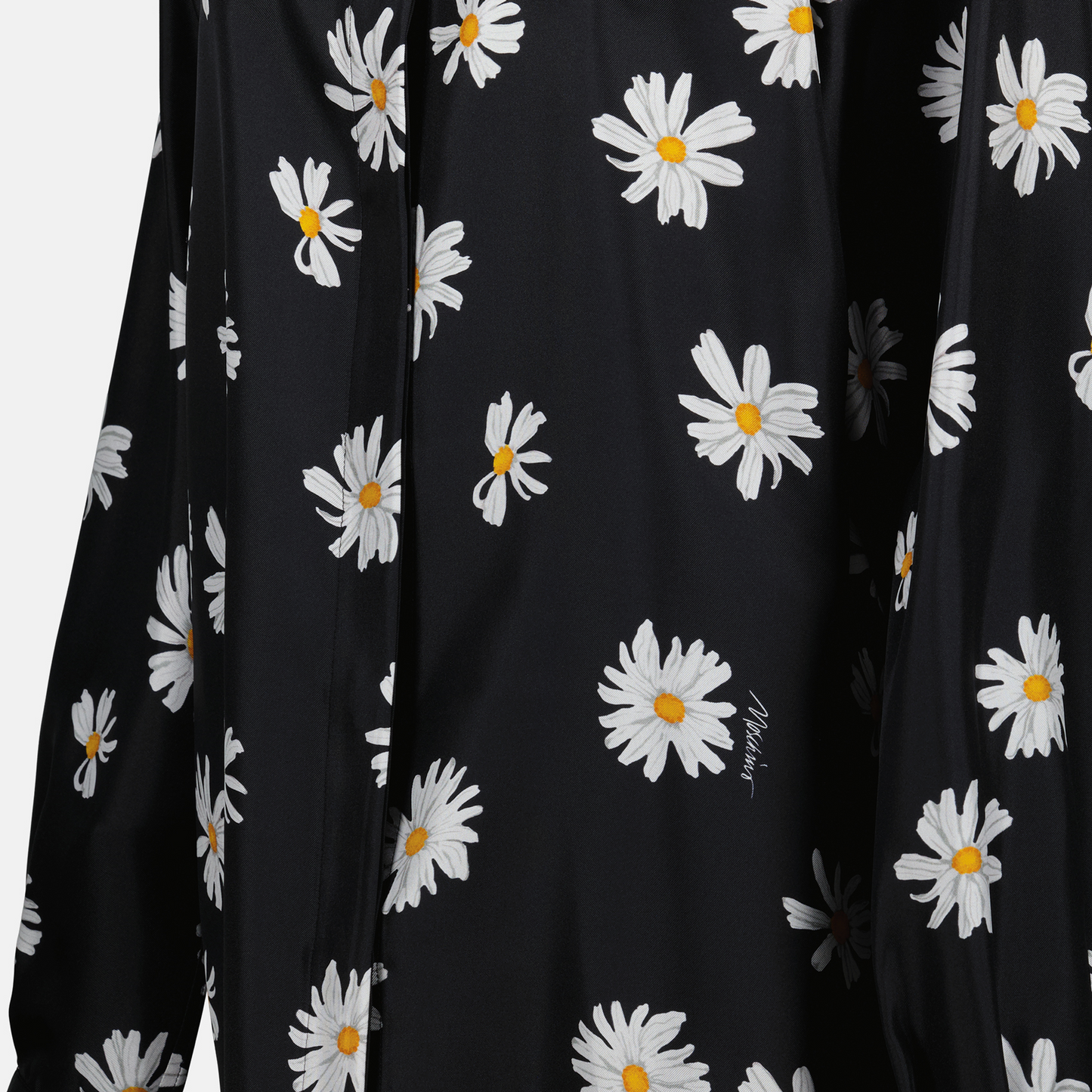 Daisy Print Silk Shirt in Black