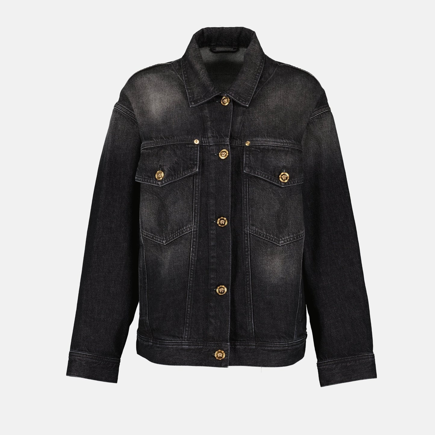 Oversized Medusa Button Denim Jacket