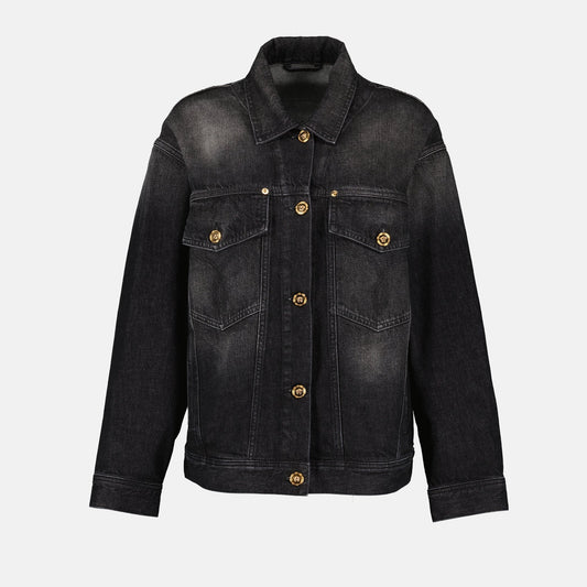 Oversized Medusa Button Denim Jacket