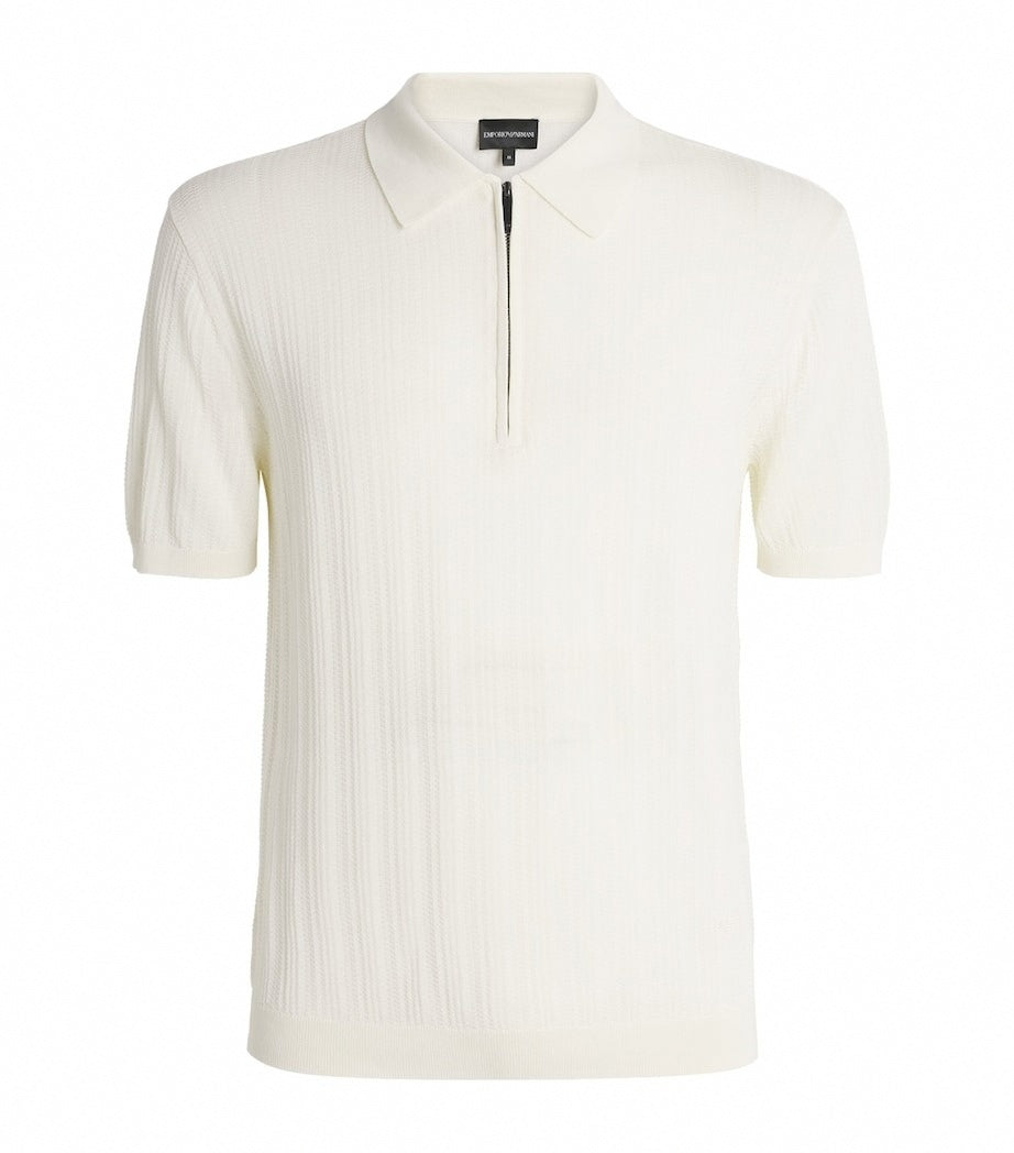 Men's Cotton Quarter-Zip Polo Shirt