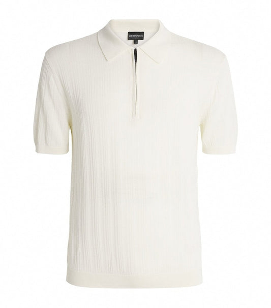Men's Cotton Quarter-Zip Polo Shirt