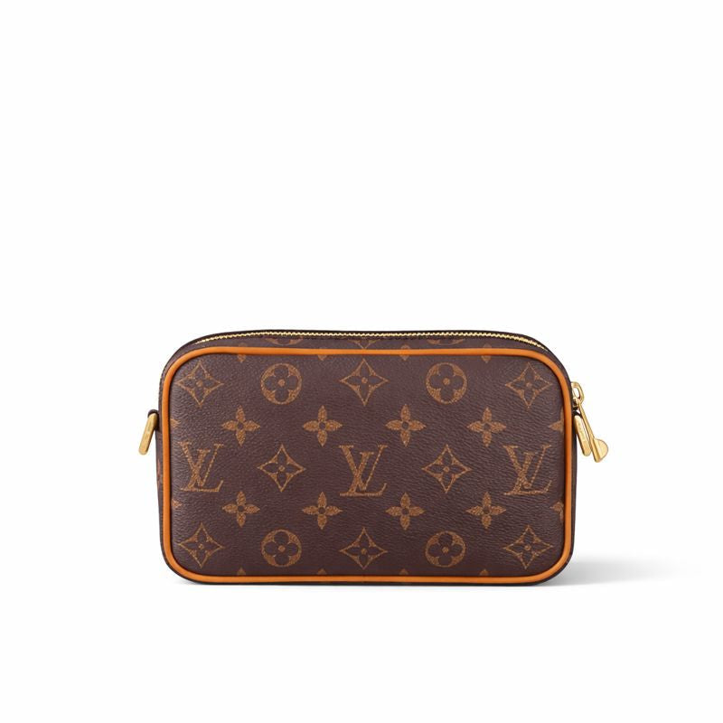 Canvas Pochette / Slim Crossbody (Brown/Tan)