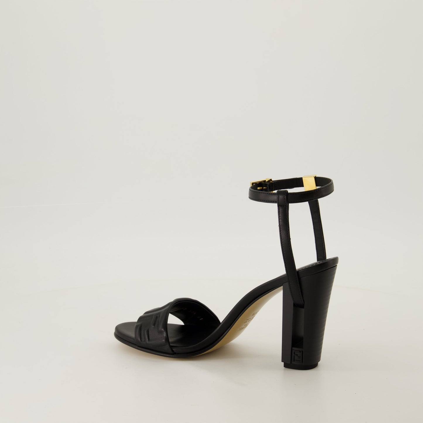 Embossed Black Leather Sandals