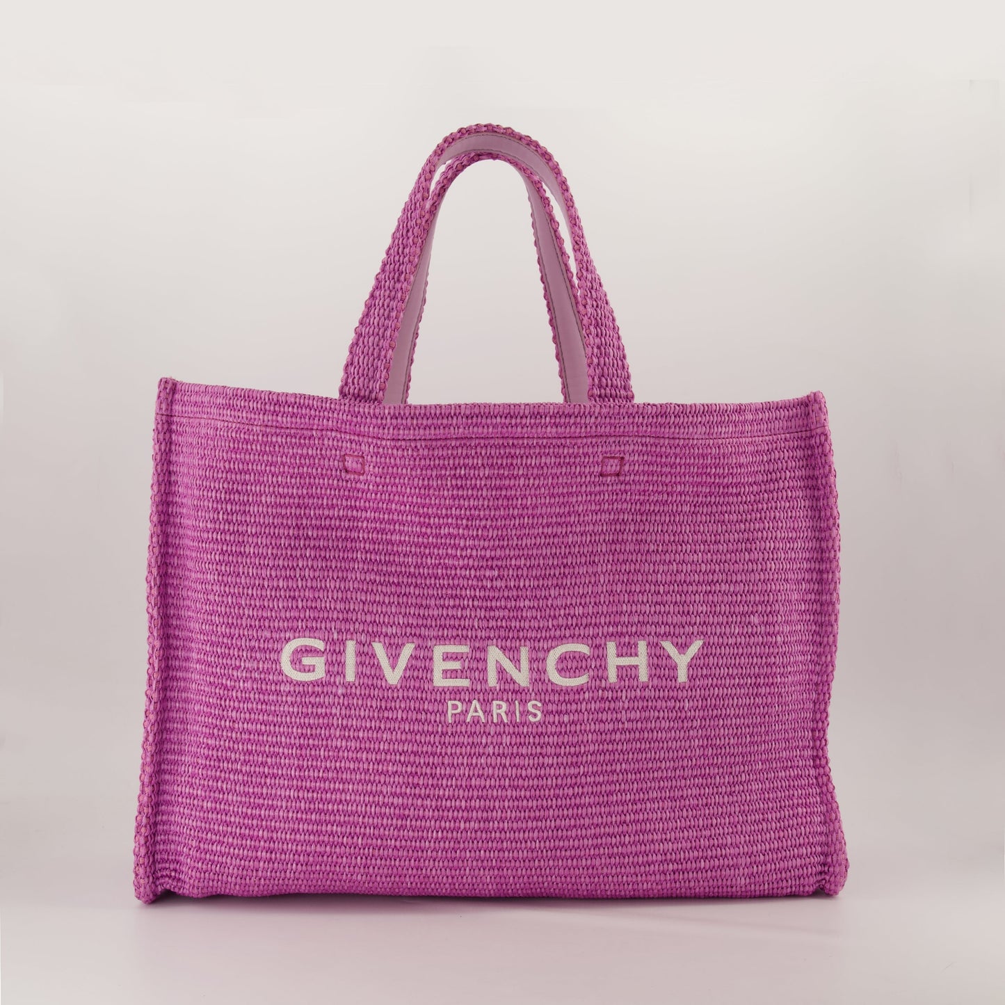 Pink Raffia Tote Bag with Logo