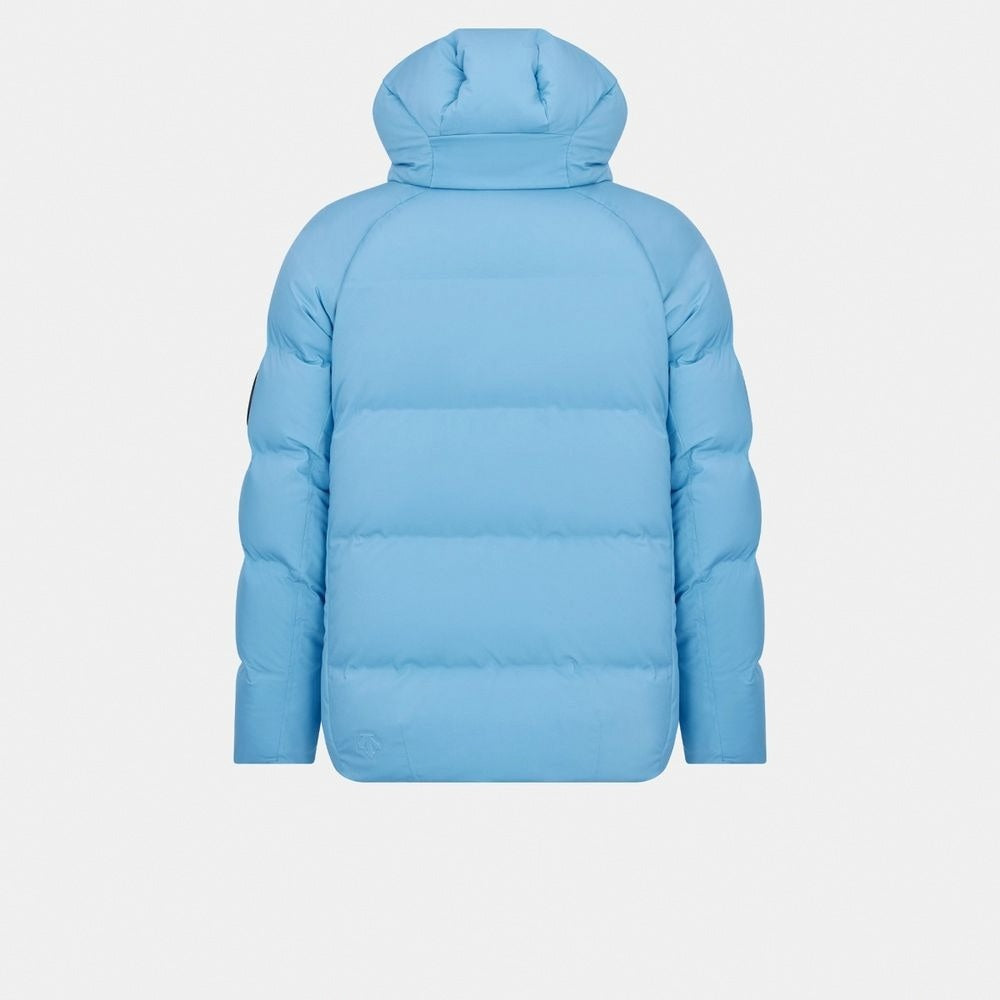 Hooded Down Jacket in Sky Blue Technical Taffeta
