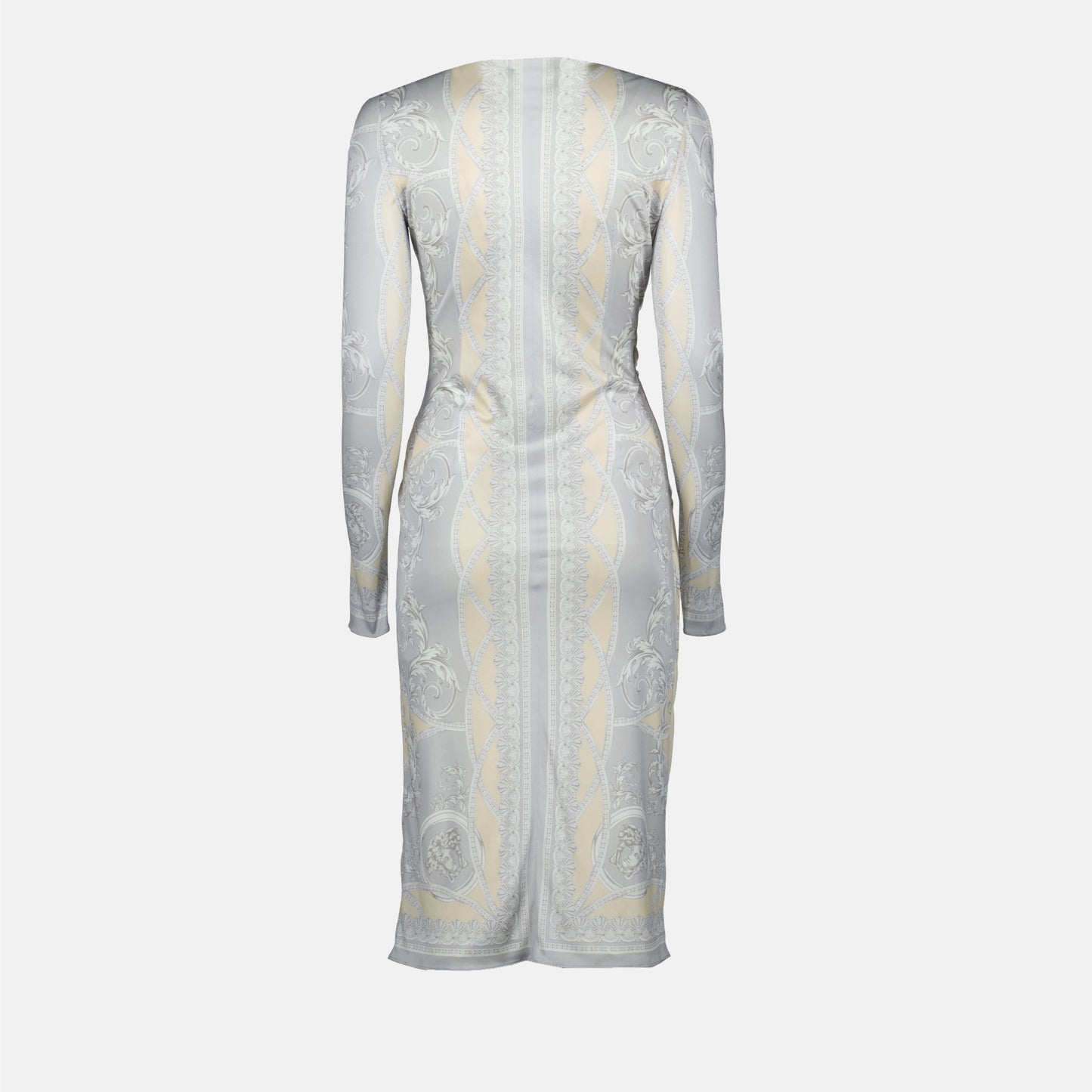 Baroque Print Wrap Midi Dress