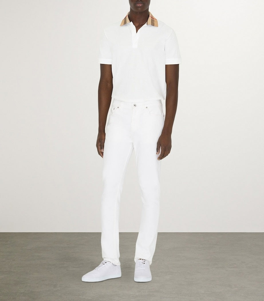 Cotton Polo Shirt with Iconic Check Collar
