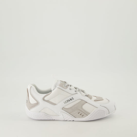 White and Beige Panel Sneakers
