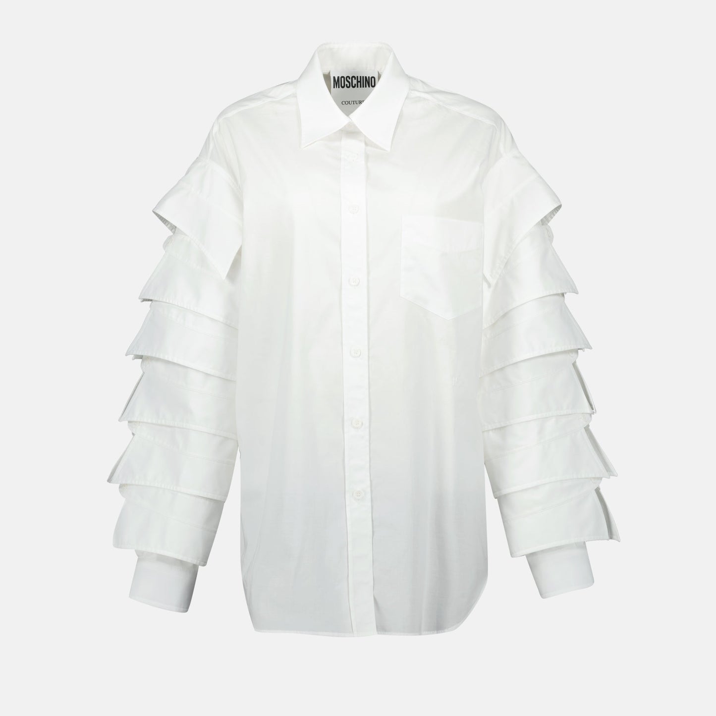 Ruffle-Sleeve Cotton Shirt