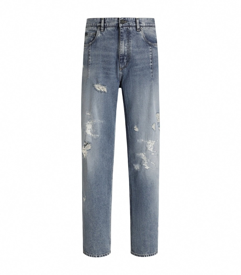 DG Distressed Straight-Leg Jeans
