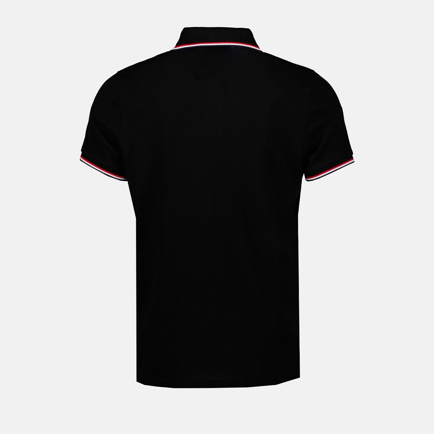 Black Polo Shirt with Tricolour Trim