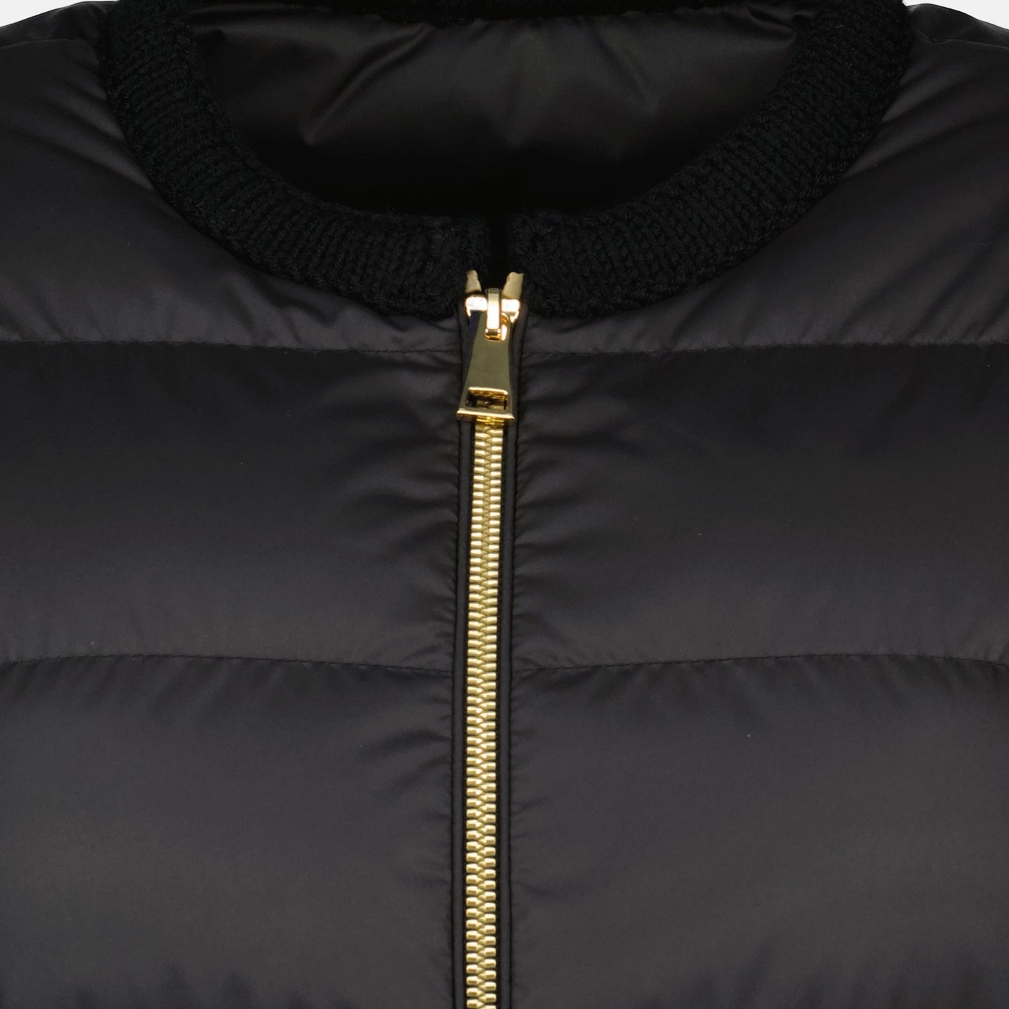 Cropped Down Jacket with Gold Zip
