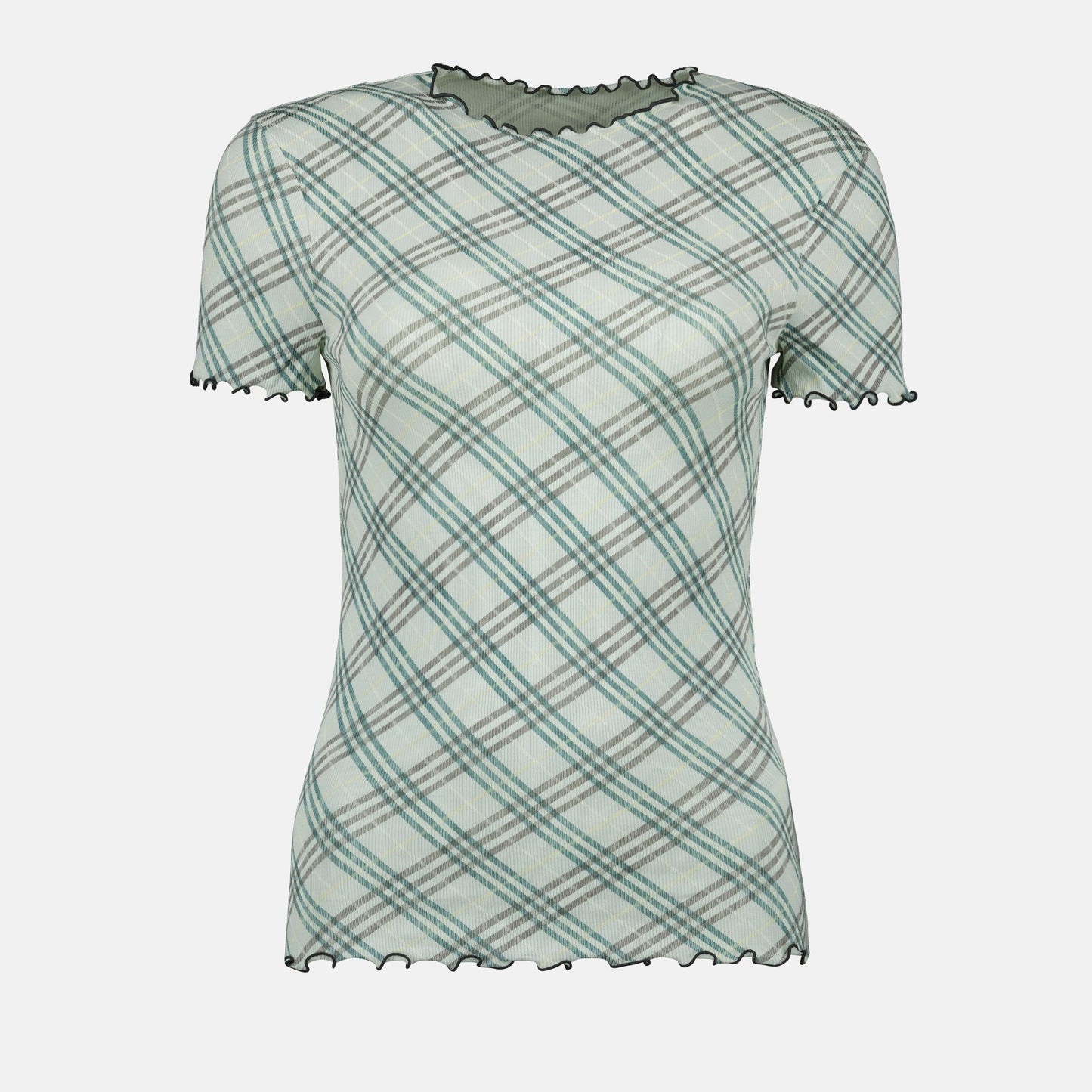 Check Print Mesh T-Shirt